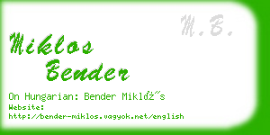 miklos bender business card